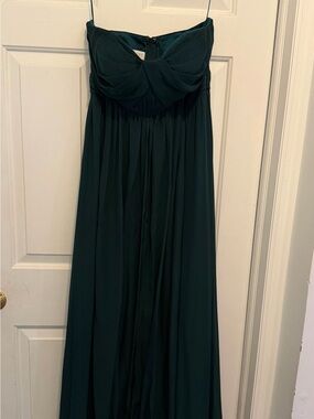 Birdy Grey Strapless Emerald Green Chiffon Maxi Dress